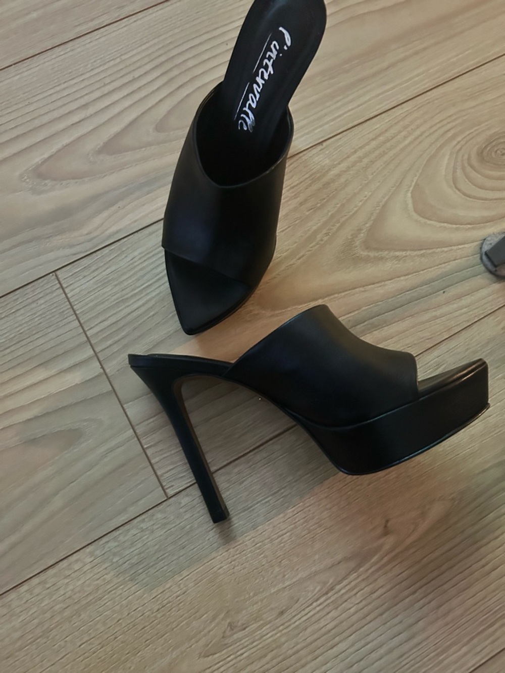 Black High Heel Platform Mules